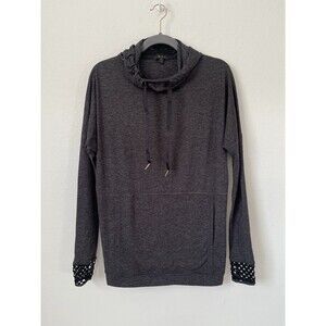 Alala‎ Women’s  Black Gray Lattice Cuffs Hoodie Pullover Top Size Small